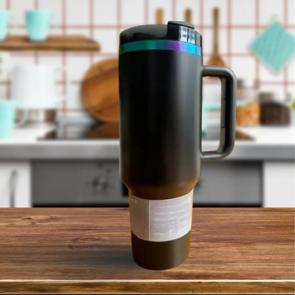 40oz Large Capacity Stainless Steel Travel Mug with Handle & Straw Lid | Office & Travel Essential | Leakproof Insulated Cup