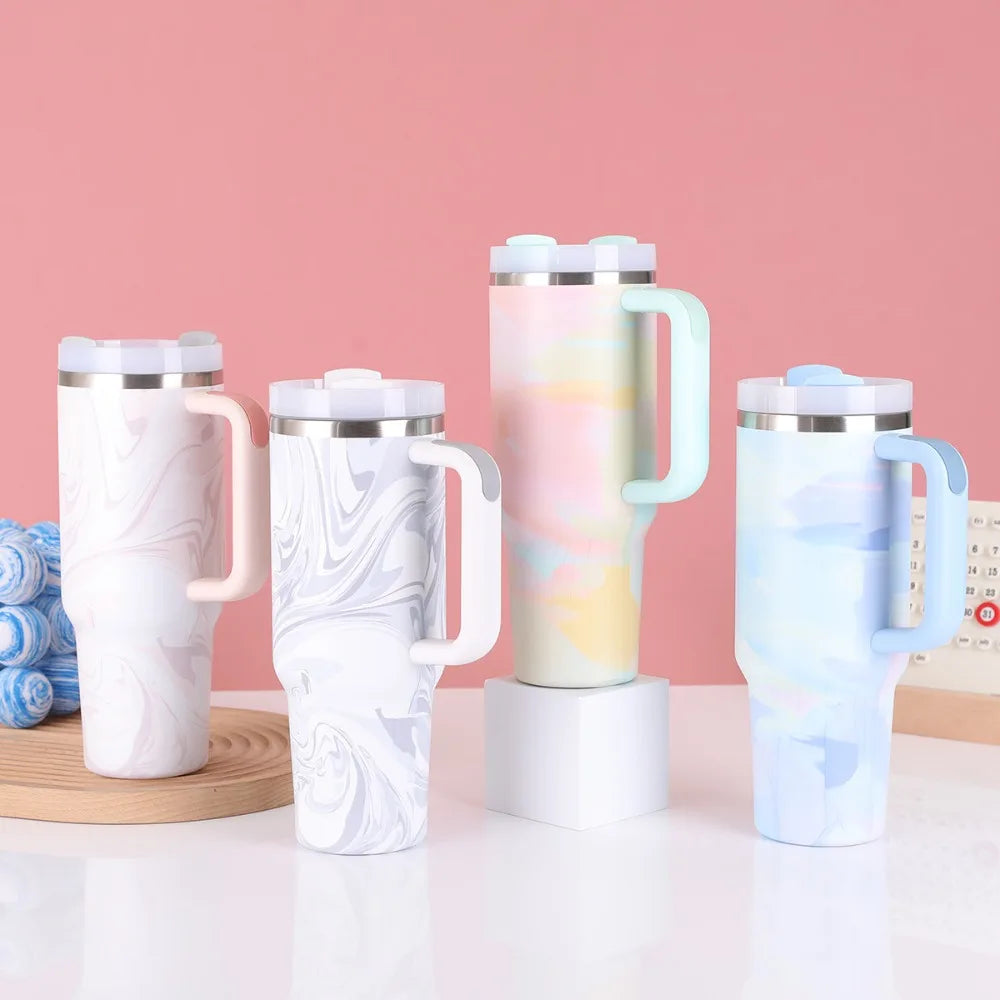 40oz Stainless Steel Insulated Car Travel Mugs Cold and Hot Vacuum Flask Insulated Tumbler Cup with Lids and Straws