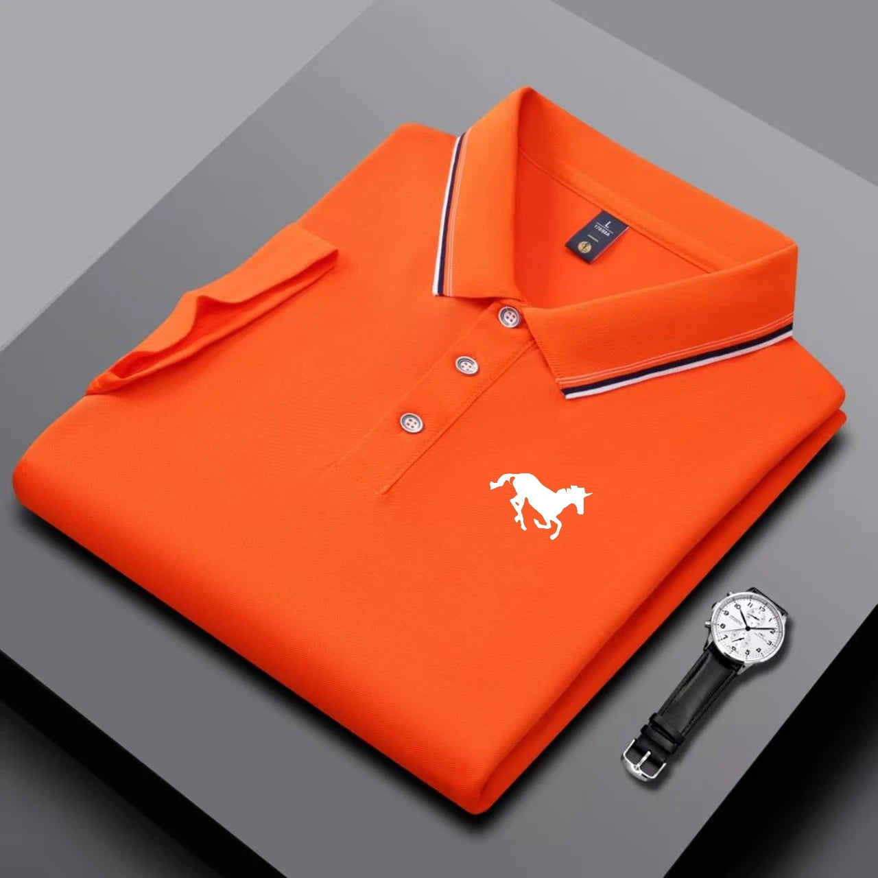 New Embroidered Men's Short Sleeved Polo Shirt, Breathable and Comfortable Elastic Top, New Product, Casual Business Style