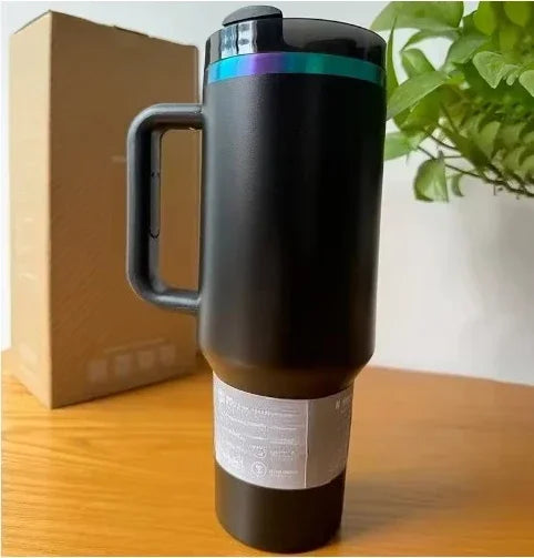 40oz Large Capacity Stainless Steel Travel Mug with Handle & Straw Lid | Office & Travel Essential | Leakproof Insulated Cup