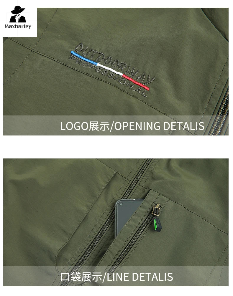 Men's Waistcoat Jackets Outdoor Fishing Vest 2024 Summer Solid Color Stand Collar Climbing Hiking Work Sleeveless With Pocket