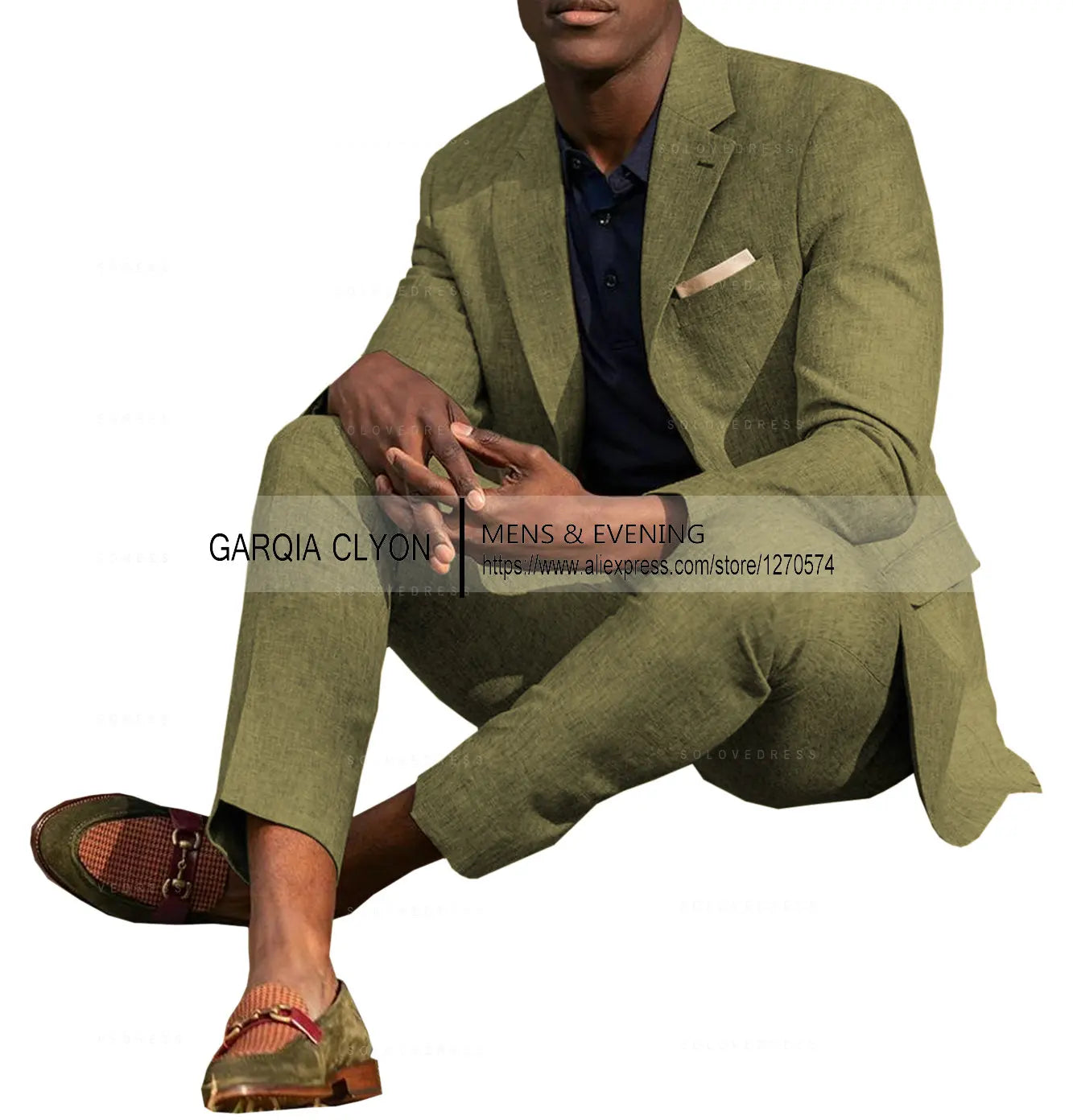 Linen Men's Suits 2 Pieces Summer Casual Notch Lapel Single Breasted Men's Wedding Suits(Blazer+Pants)