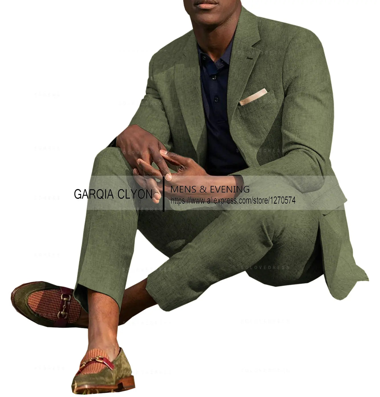 Linen Men's Suits 2 Pieces Summer Casual Notch Lapel Single Breasted Men's Wedding Suits(Blazer+Pants)