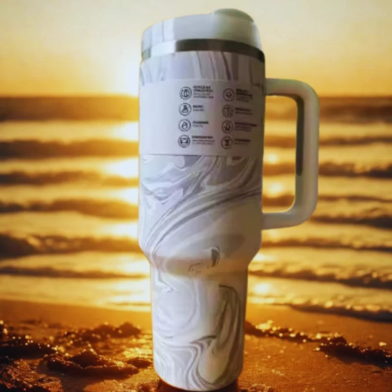 40oz Large Capacity Stainless Steel Travel Mug with Handle & Straw Lid | Office & Travel Essential | Leakproof Insulated Cup