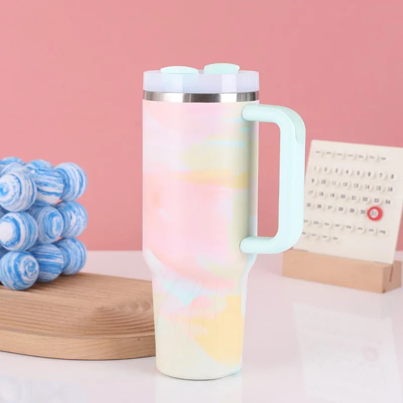 40oz Stainless Steel Insulated Car Travel Mugs Cold and Hot Vacuum Flask Insulated Tumbler Cup with Lids and Straws