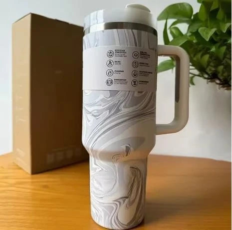 40oz Large Capacity Stainless Steel Travel Mug with Handle & Straw Lid | Office & Travel Essential | Leakproof Insulated Cup