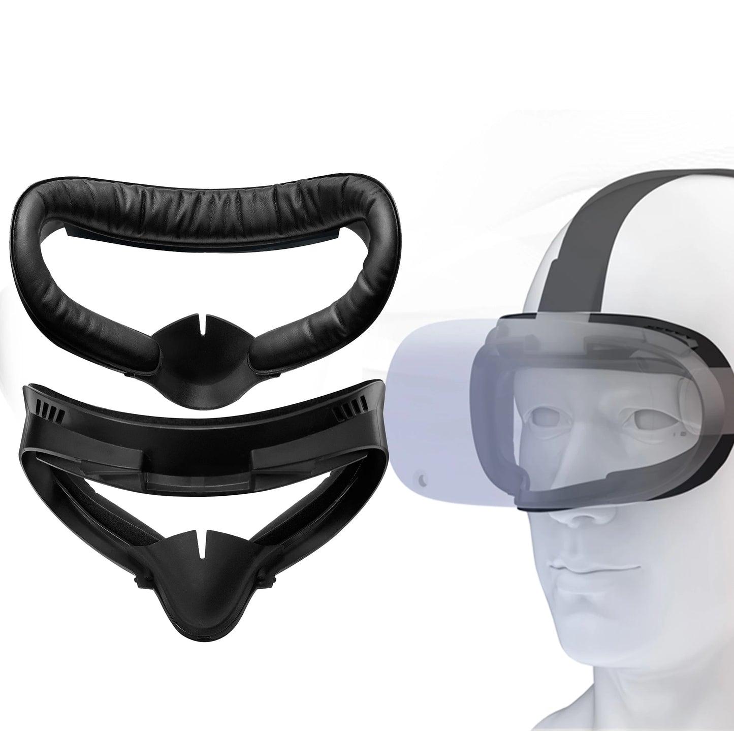 Facial Interface & Face Cover Pad for Oculus Quest 2, Sweat-Proof PU Foam Cushion - VR Accessories for Meta Quest 2