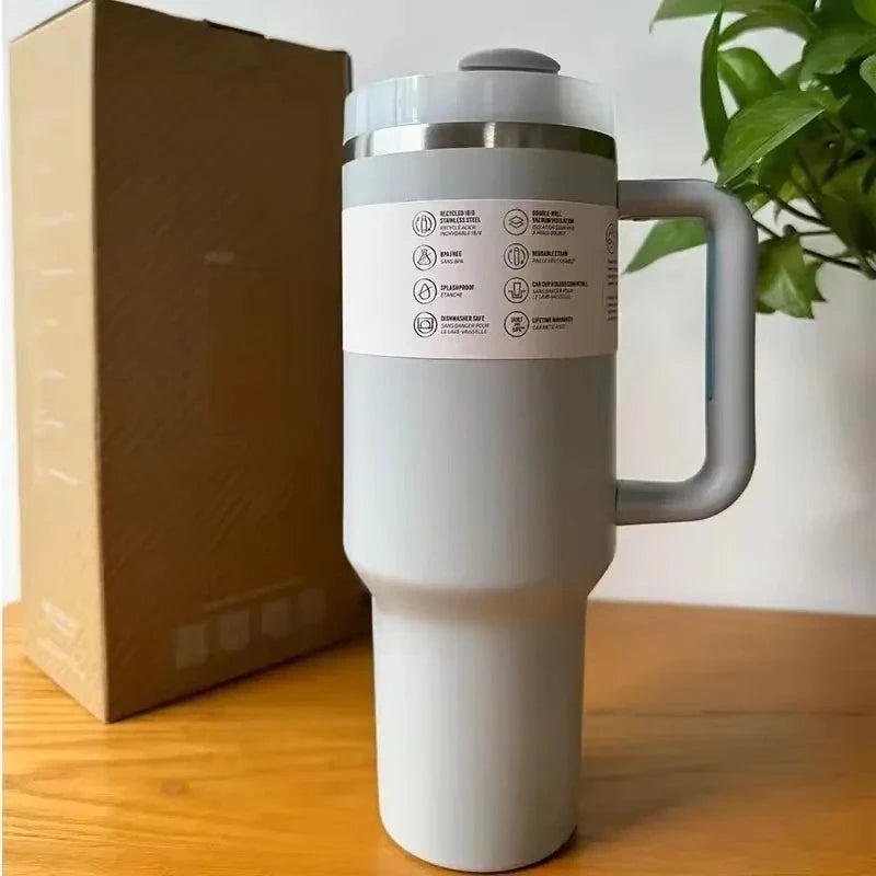 40oz Large Capacity Stainless Steel Travel Mug with Handle & Straw Lid | Office & Travel Essential | Leakproof Insulated Cup
