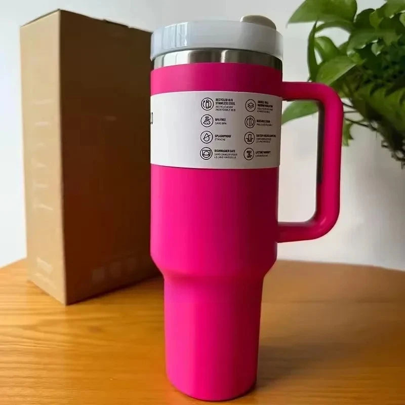 40oz Large Capacity Stainless Steel Travel Mug with Handle & Straw Lid | Office & Travel Essential | Leakproof Insulated Cup