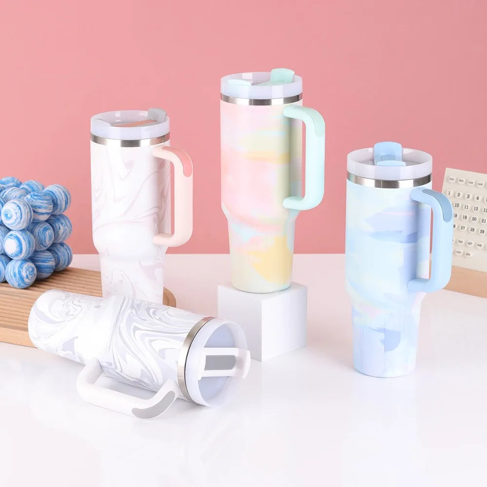 40oz Stainless Steel Insulated Car Travel Mugs Cold and Hot Vacuum Flask Insulated Tumbler Cup with Lids and Straws