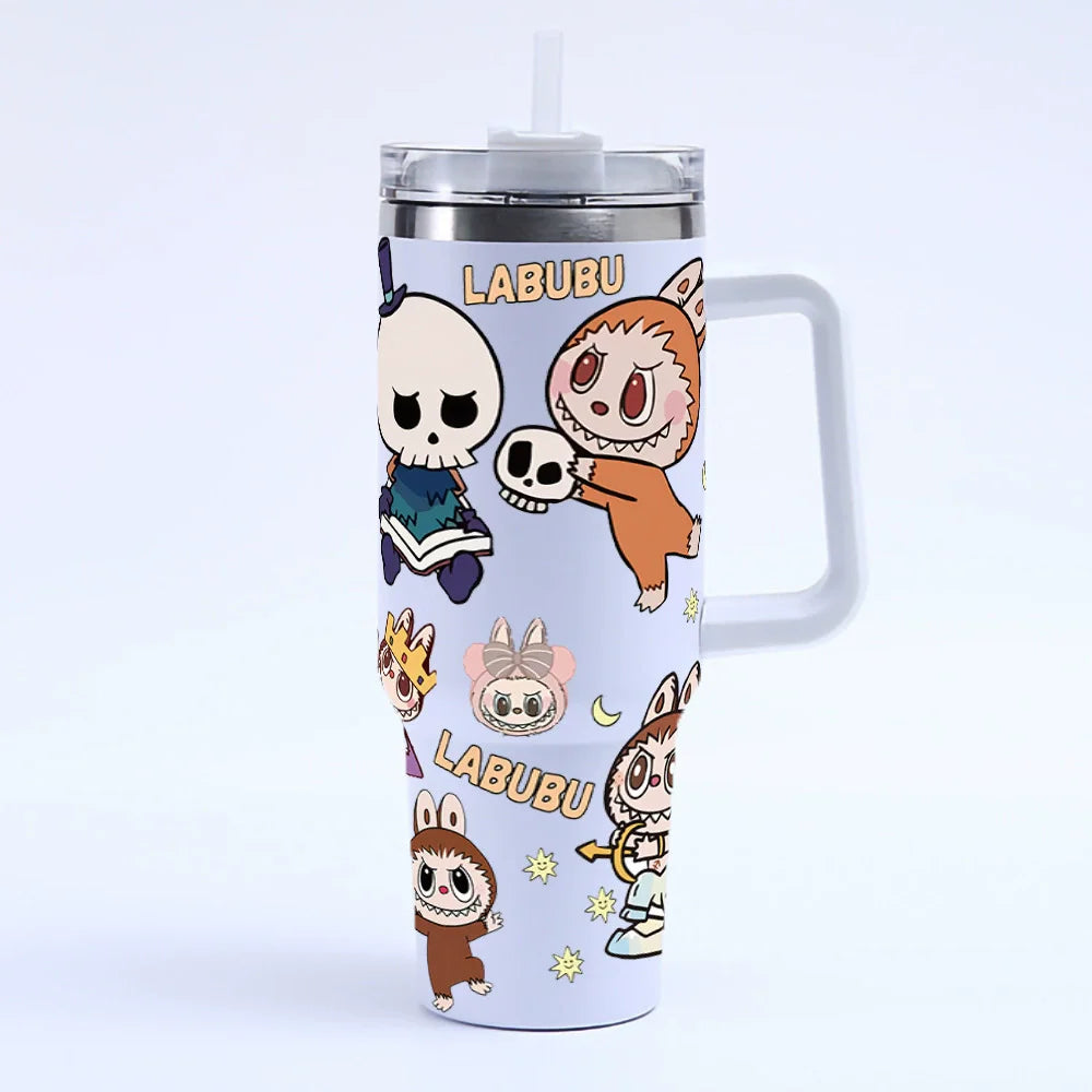 New 40OZ stainless steel drum type tibial drive insulated cup with straw and lid, large capacity car cup