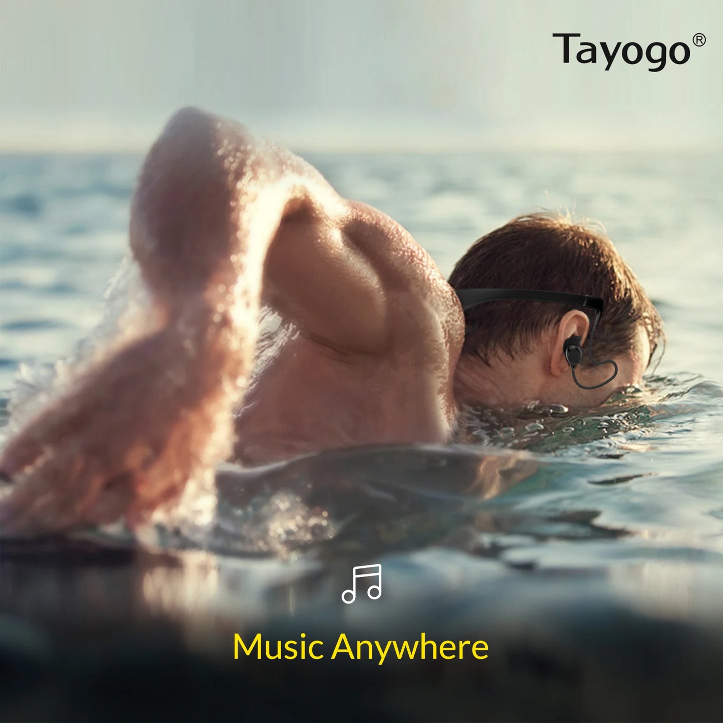 Tayogo Waterproof Mp3 Player for Swimming, IPX8 8GB Swimming Headset, Silicone Coated Waterproof Music Player, 20H Playing time