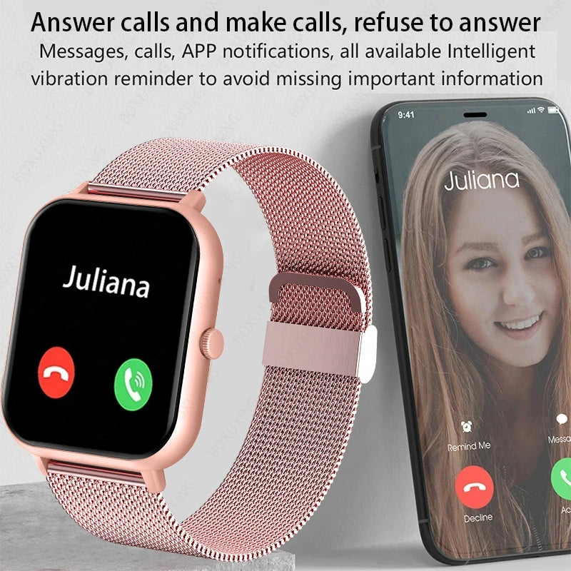 2025 New Smart Watch Women HD Bluetooth Call Sport Fitness Tracker Watch GPS Track Health Monitor Fashion Ladies Men Smart Watch