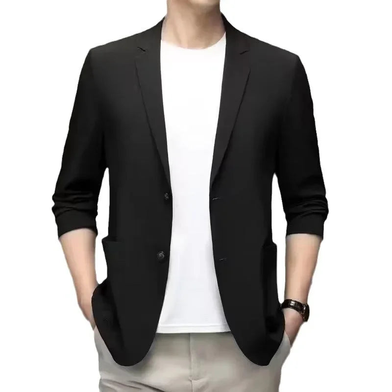 Summer Ice Silk Western-style Men's Suit Ultra-thin Casual Sun Protection Clothes Lightweight Spring Autumn Single-piece Jacket