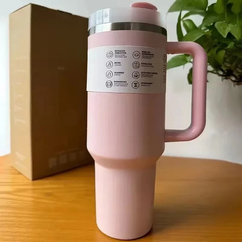 40oz Large Capacity Stainless Steel Travel Mug with Handle & Straw Lid | Office & Travel Essential | Leakproof Insulated Cup