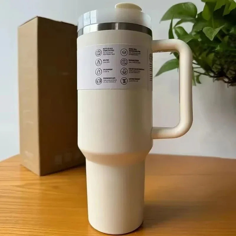 40oz Large Capacity Stainless Steel Travel Mug with Handle & Straw Lid | Office & Travel Essential | Leakproof Insulated Cup