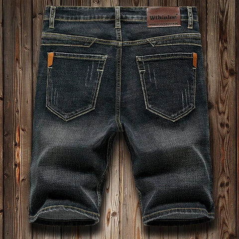 Summer Shorts Jeans Men Denim Pants Stretch Dark Blue Fashion Design Men's Jeans Slim Straight Male Short Jeans Hombre