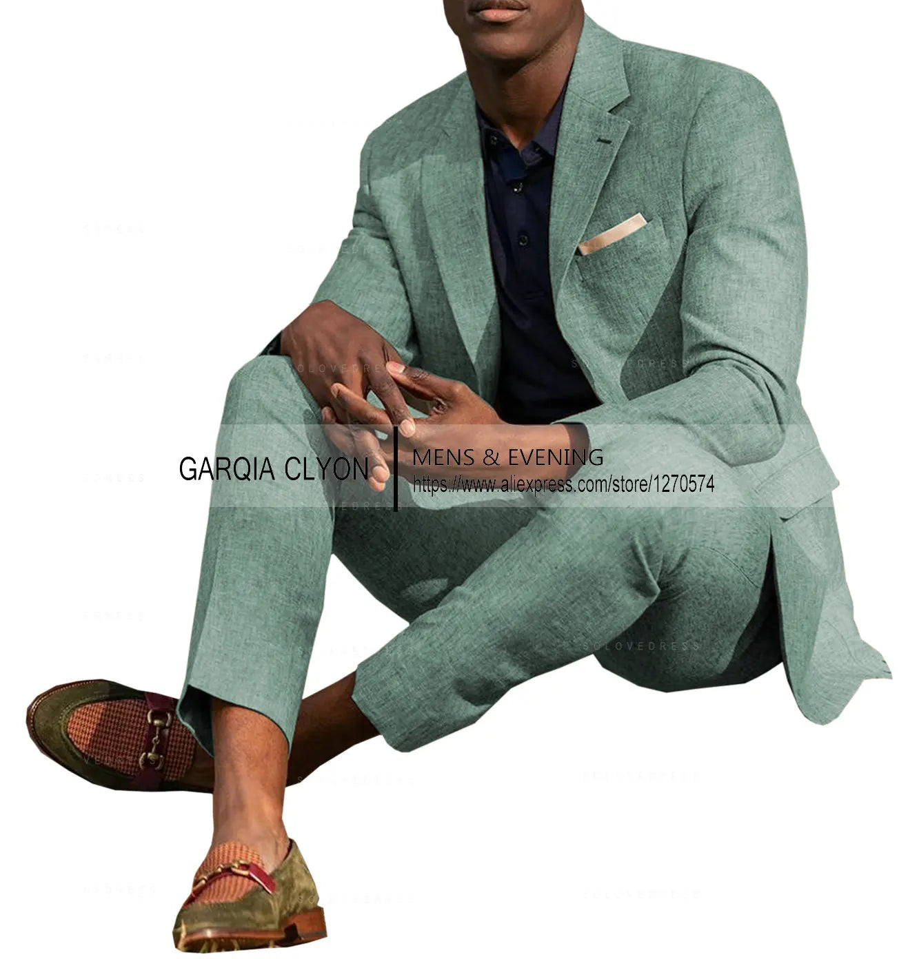 Linen Men's Suits 2 Pieces Summer Casual Notch Lapel Single Breasted Men's Wedding Suits（Blazer+Pants）