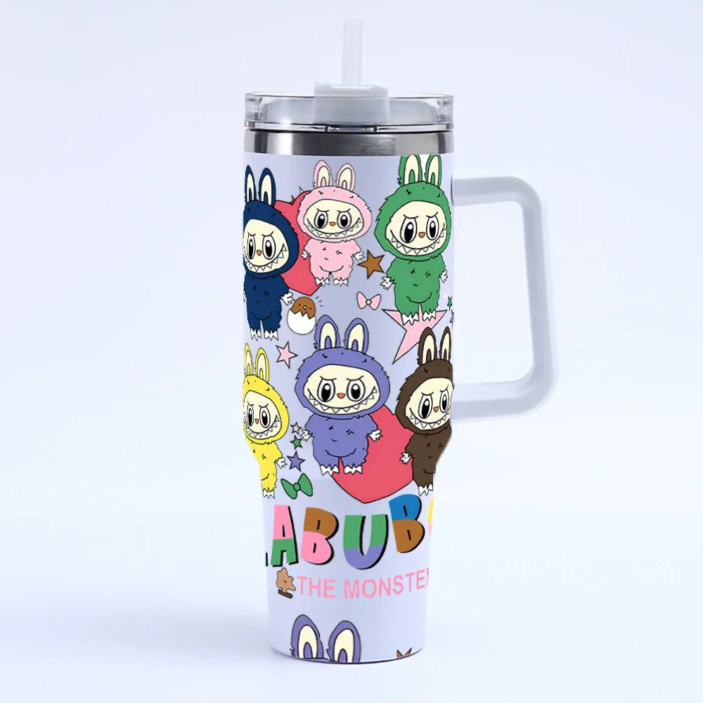 New 40OZ stainless steel drum type tibial drive insulated cup with straw and lid, large capacity car cup