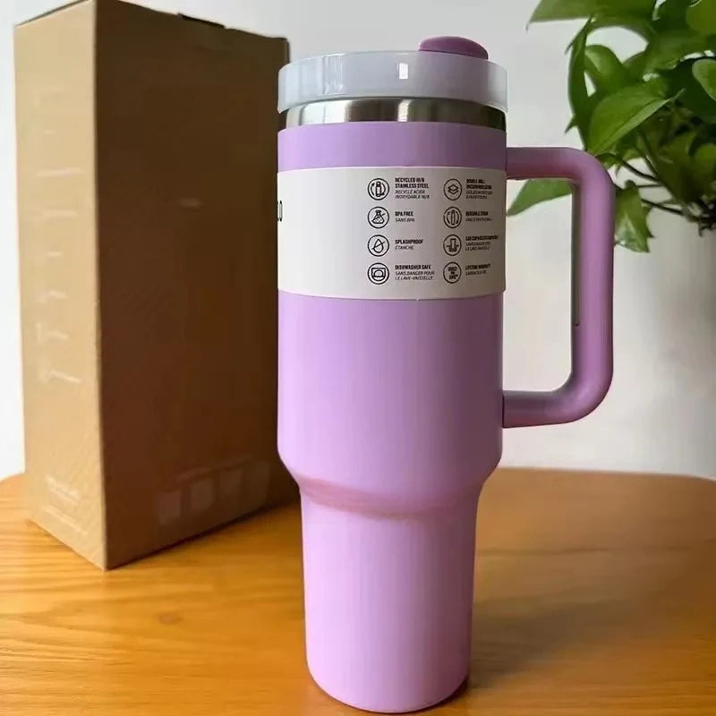 40oz Large Capacity Stainless Steel Travel Mug with Handle & Straw Lid | Office & Travel Essential | Leakproof Insulated Cup