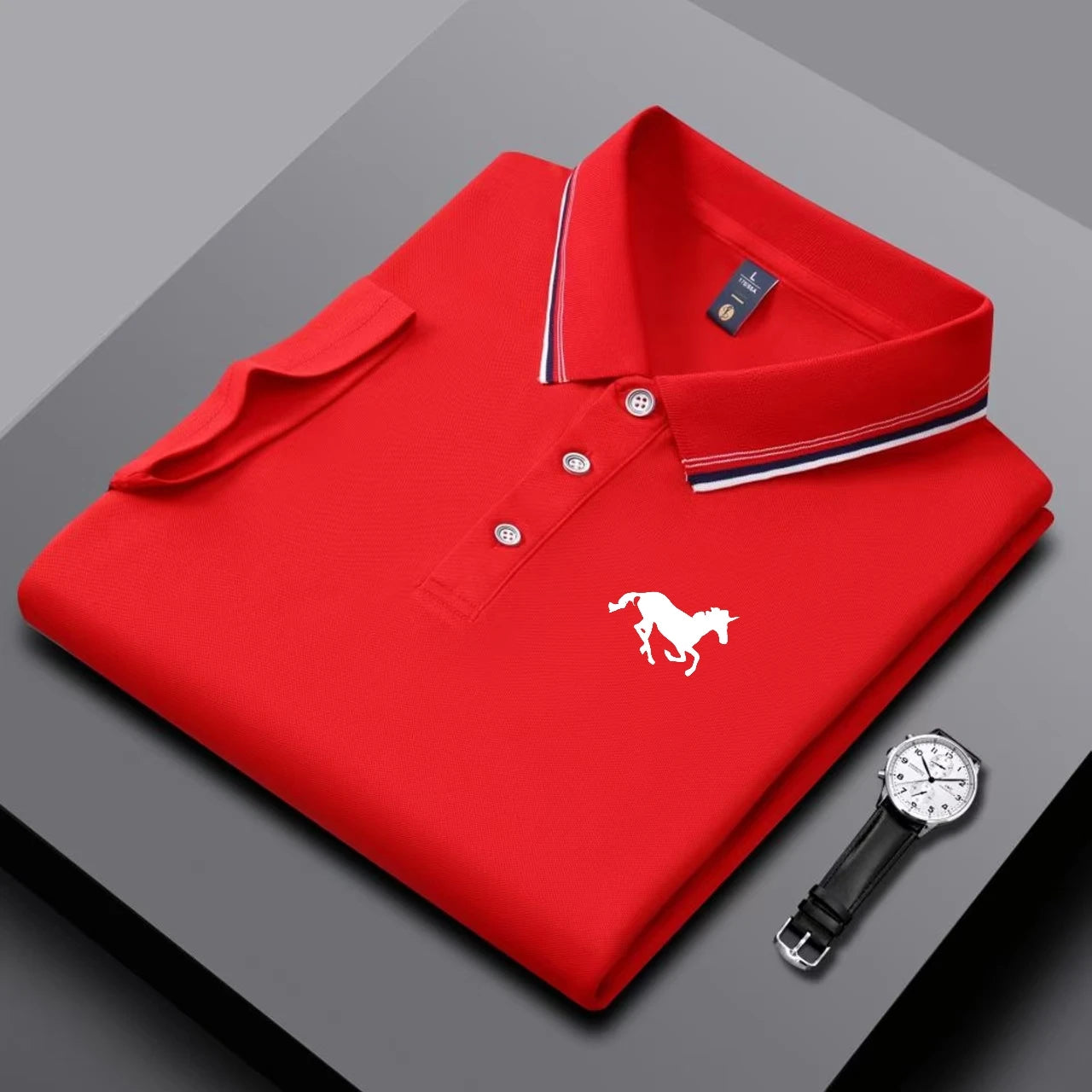 New Embroidered Men's Short Sleeved Polo Shirt, Breathable and Comfortable Elastic Top, New Product, Casual Business Style