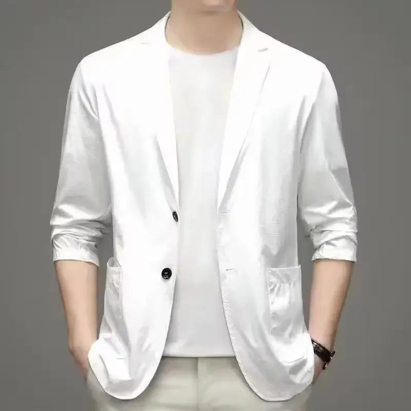 Summer Ice Silk Western-style Men's Suit Ultra-thin Casual Sun Protection Clothes Lightweight Spring Autumn Single-piece Jacket